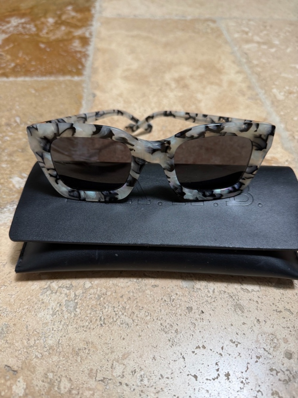 L.A.M.B. Marbled Black and White Cat-Eye Sunglasses
